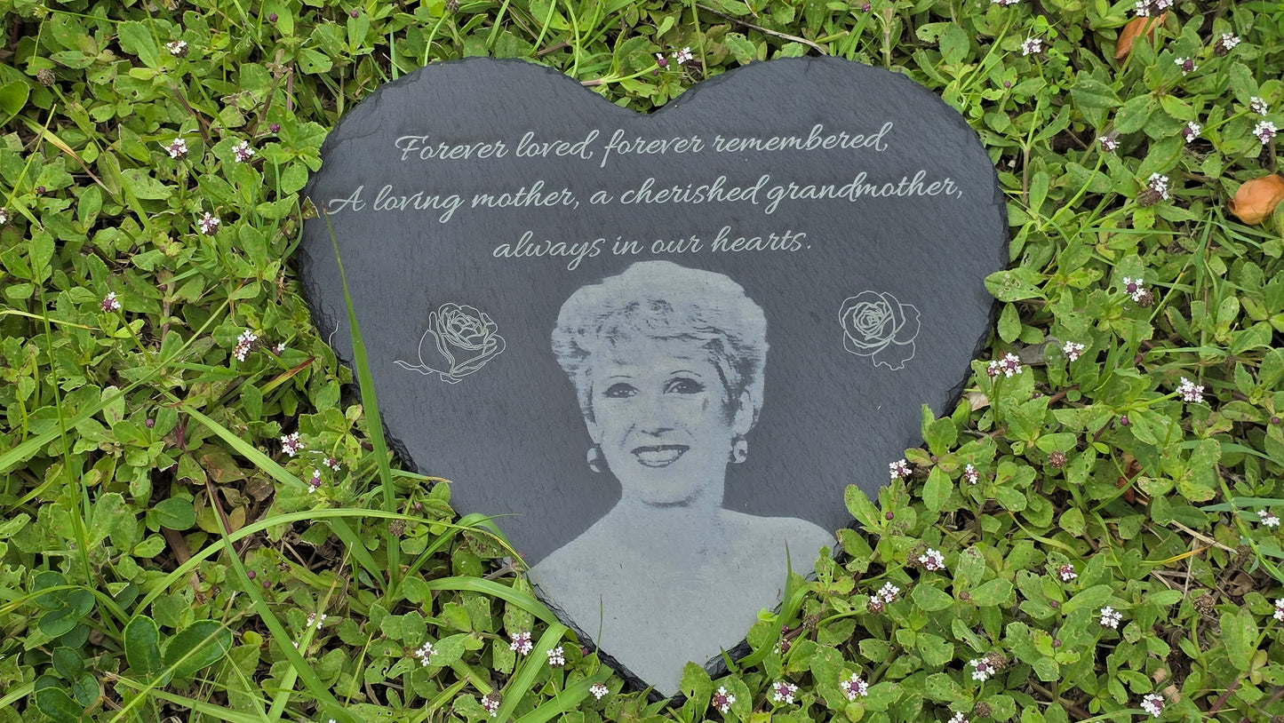 🛒 Personalized 10" Slate Heart Memorial Plaque – Custom Engraved Tribute