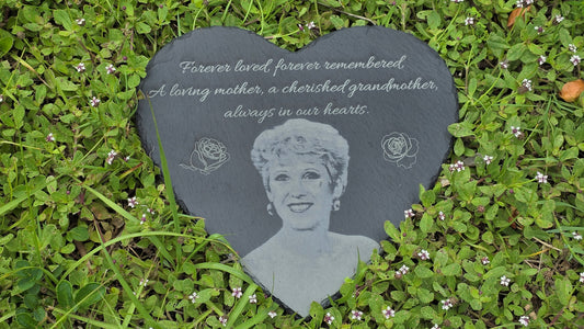 🛒 Personalized 10" Slate Heart Memorial Plaque – Custom Engraved Tribute