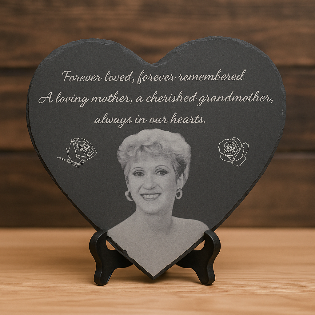 🛒 Personalized 10" Slate Heart Memorial Plaque – Custom Engraved Tribute