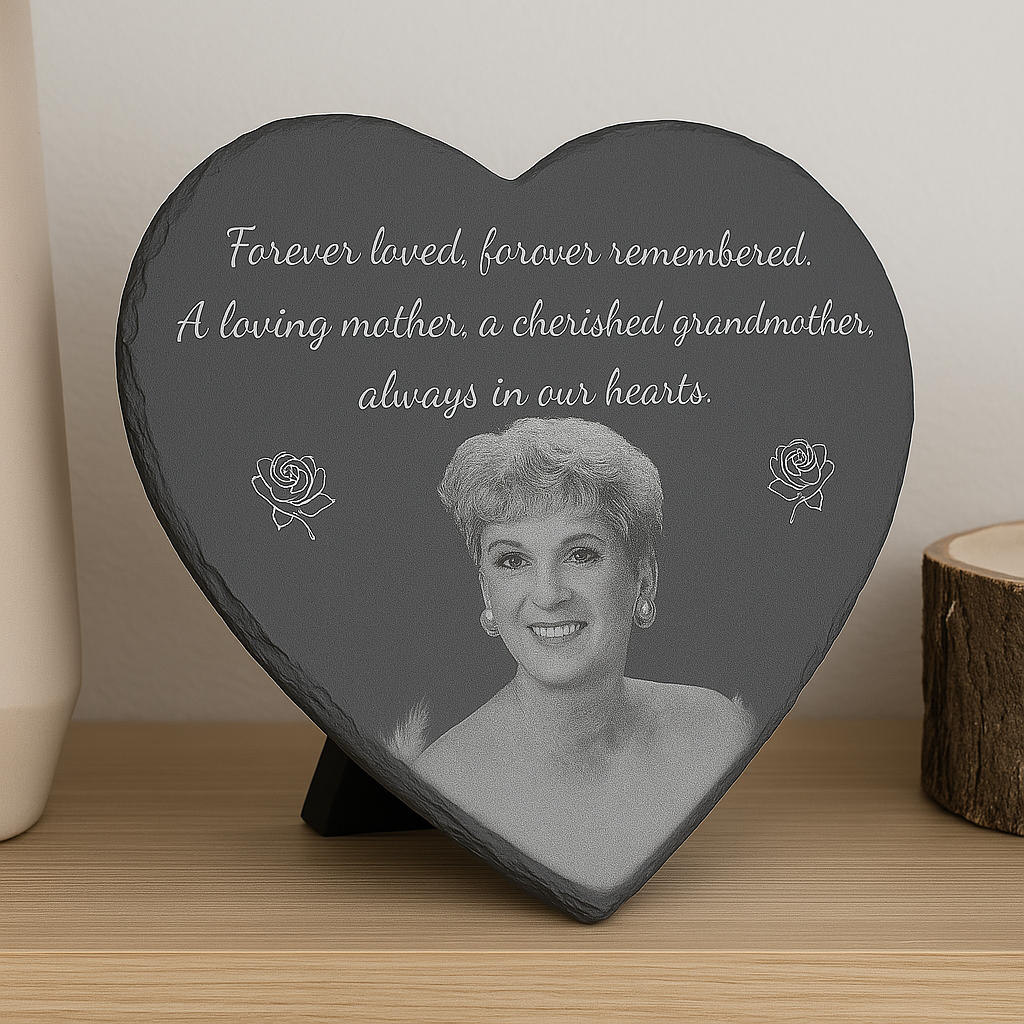 🛒 Personalized 10" Slate Heart Memorial Plaque – Custom Engraved Tribute