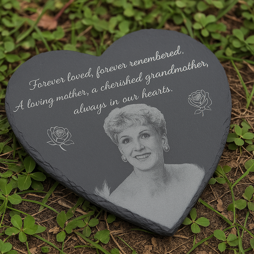 🛒 Personalized 10" Slate Heart Memorial Plaque – Custom Engraved Tribute